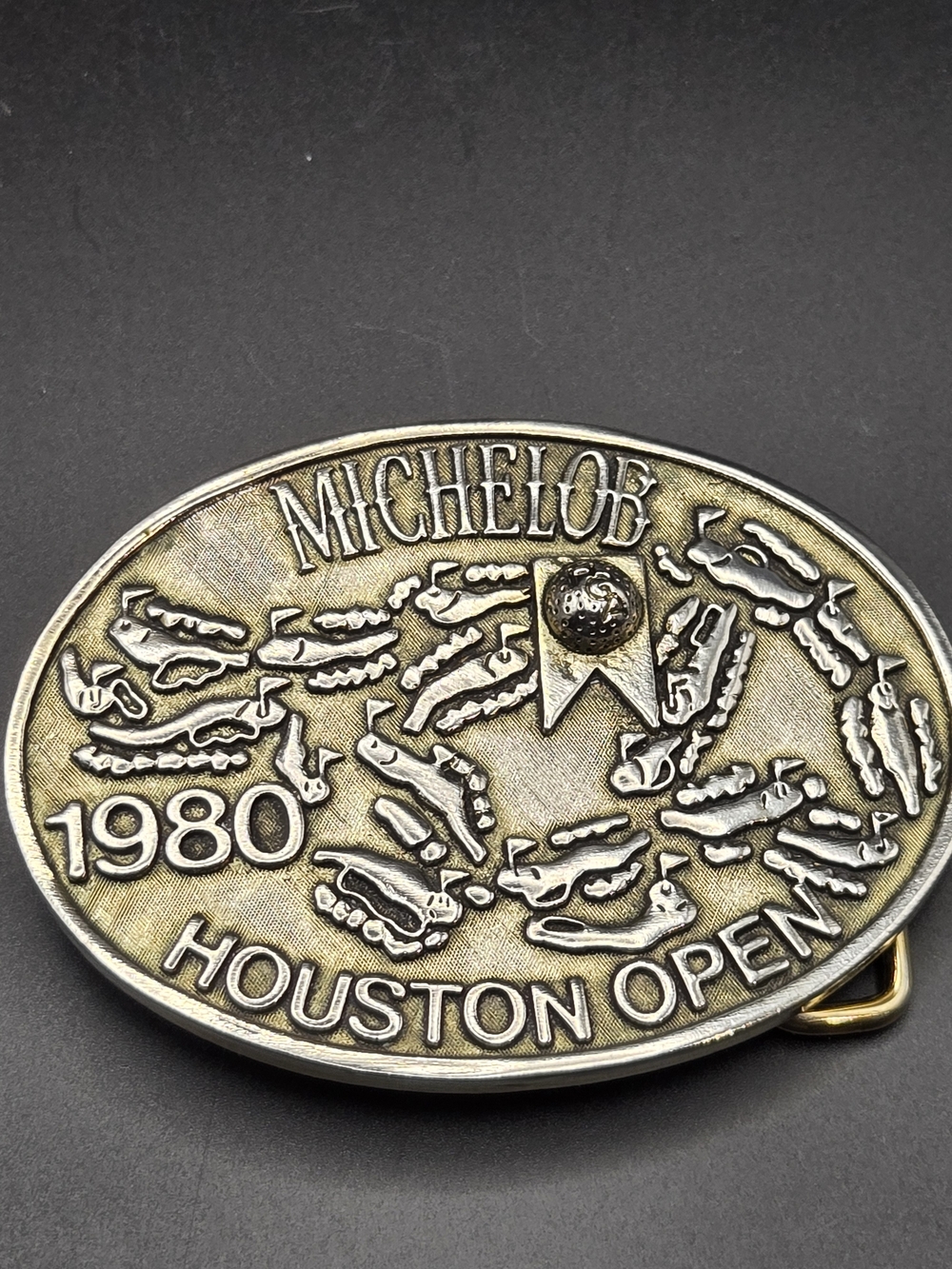 Michelob 1980 Houston Open Gold-Tone Oval Belt Buckle